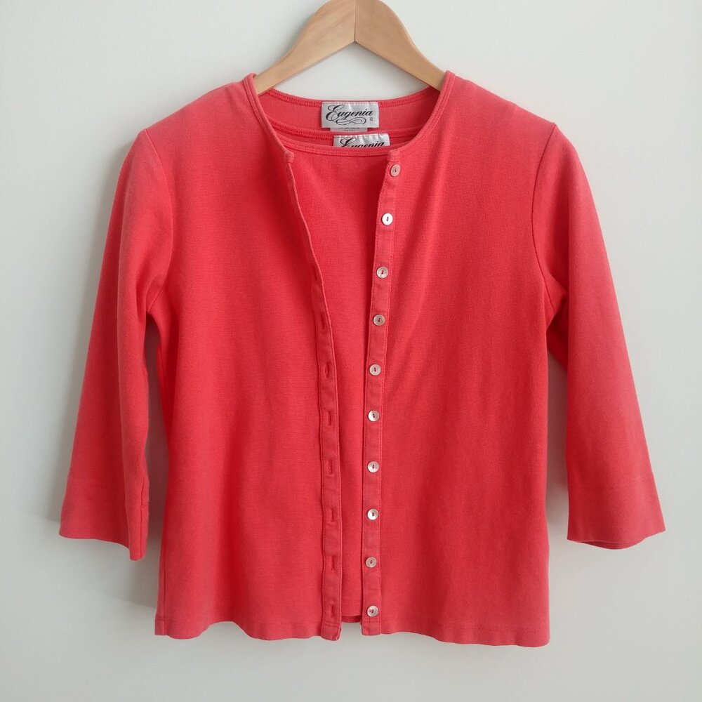 Vintage twin set made in Vancouver Canada two piece cardigan and shell tank S